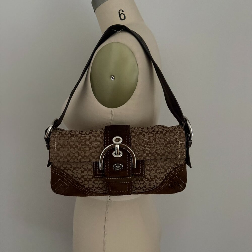 Vintage Coach 3628 Soho Brown Signature C Canvas w/Suede Leather Trim